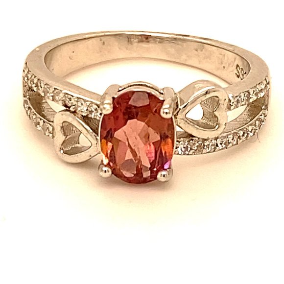 Rubellite 1.02ct Platinum Finish Solid Silver Ring - Picture 1 of 6